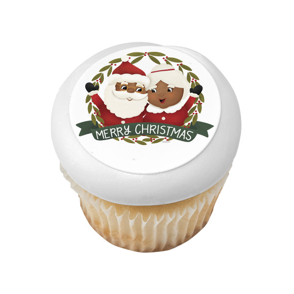 Jolly Mr. and Mrs. Claus PhotoCake® Edible Image®
