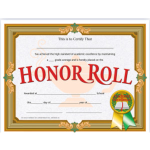 Honor Roll Certificate, 8.5" x 11", Pack of 30