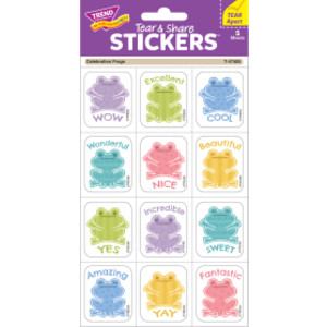 Celebration Frogs Tear & Share Stickers&reg;, 60 Count