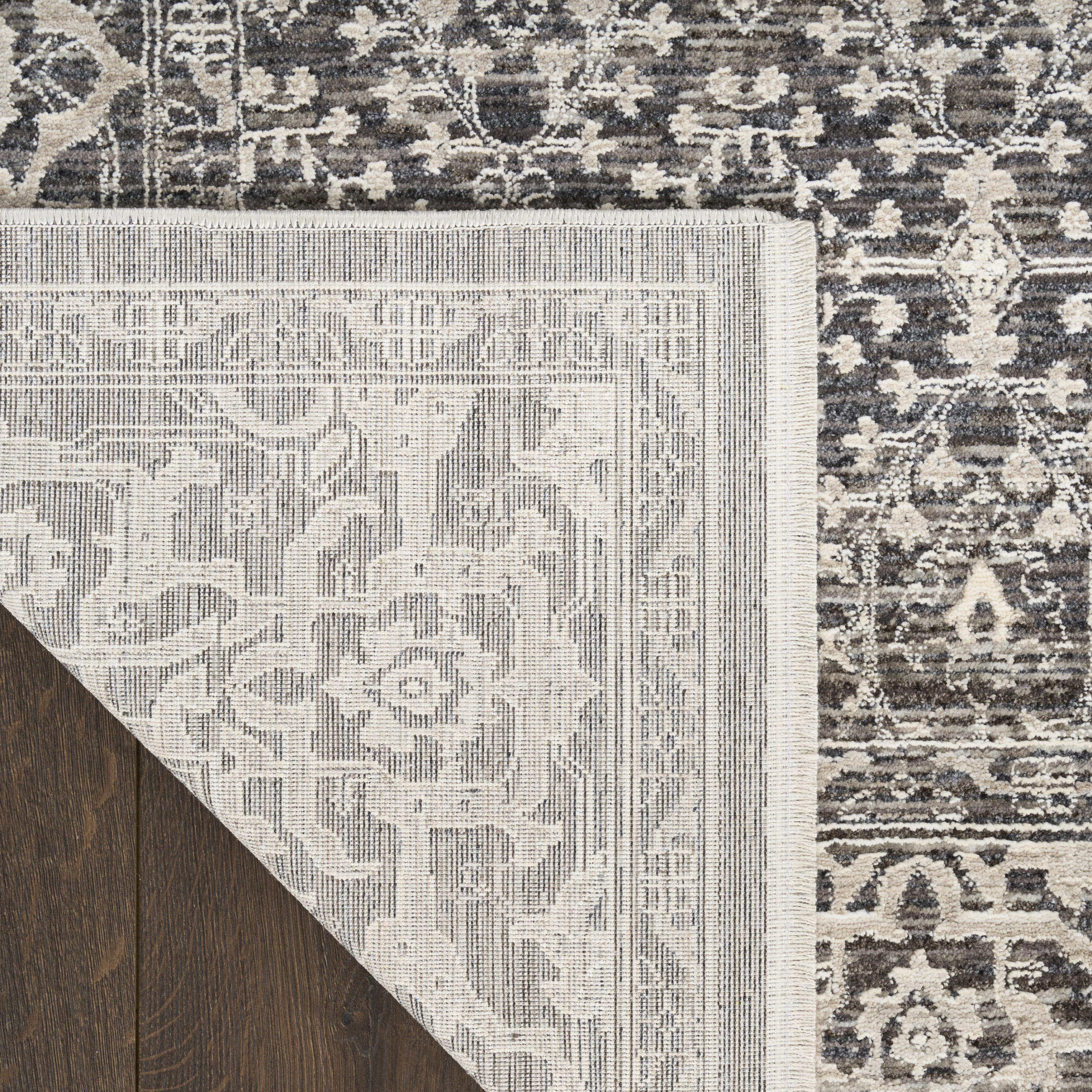 Nourison Shadows 7'10" x 9'10" Charcoal Ivory Vintage Indoor Rug