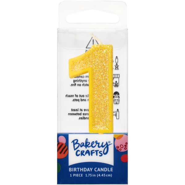 1 Mini Glitter Numeral Candles