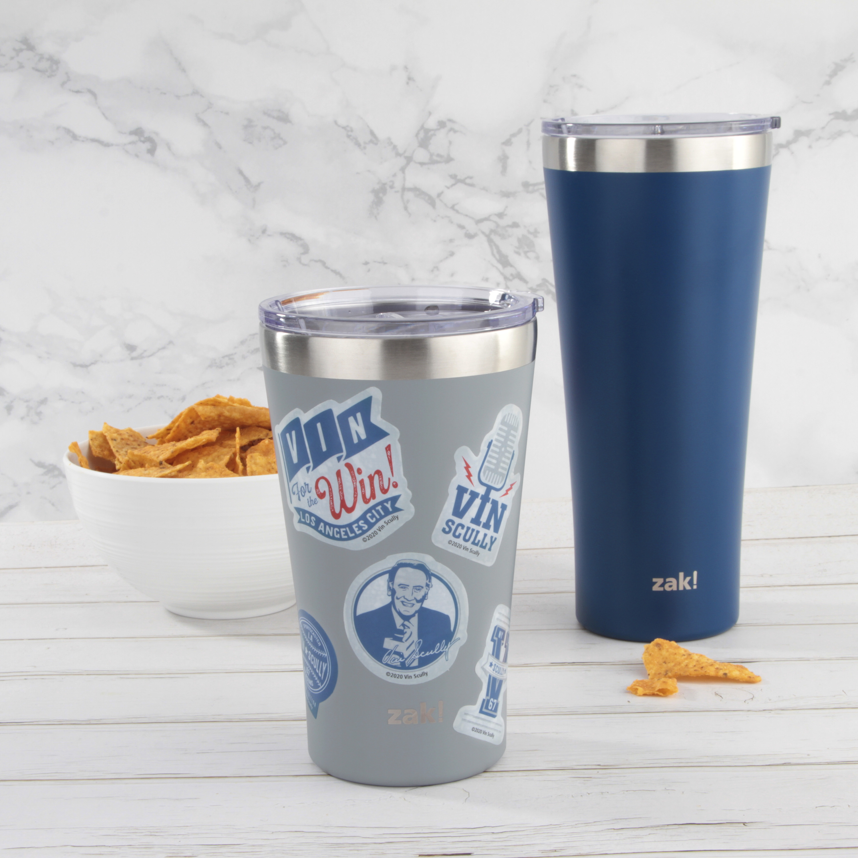 Zak Hydration 20 ounce Vacuum Insulated Stainless Steel Tumbler, Vin Scully, 2-piece set slideshow image 2 Zak Hydration 20 ounce Vacuum Insulated Stainless Steel Tumbler, Vin Scully, 2-piece set slideshow image 2