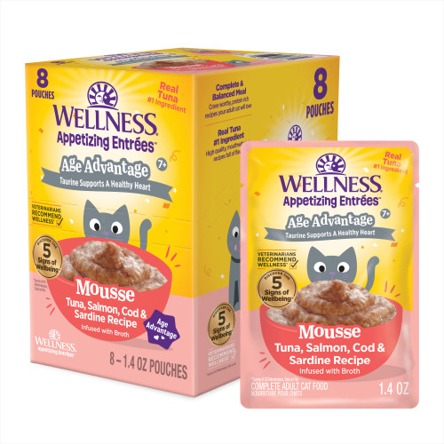 Wellness Appetizing Entrees  Tuna, Salmon, Cod & Sardine Front packaging