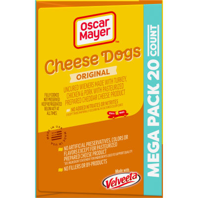 Oscar Mayer Uncured Cheese Dogs Velveeta Cheese, 20 ct Box