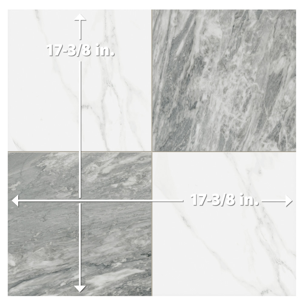 Marbilia Chess Bardiglio 17-3/8 in. x 17-3/8 in. Porcelain Floor and Wall Tile