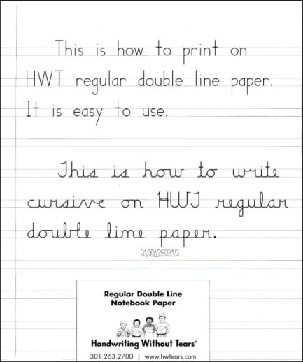 Handwriting Without Tears Regular Double Line Notebook Paper - 100 Sheets