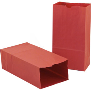 Gusseted Paper Bags, #6 (6" x 3.5" x 11"), Red, Pack of 50