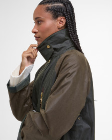 Evette Waxed Car Coat Fern/Beech/Ancient Tartan