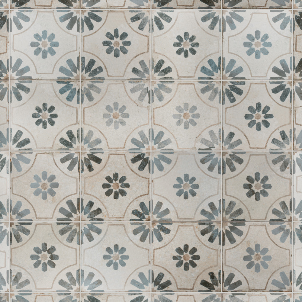 Kings Blume Blue 17-5/8 in. x 17-5/8 in. Ceramic Floor and Wall Tile