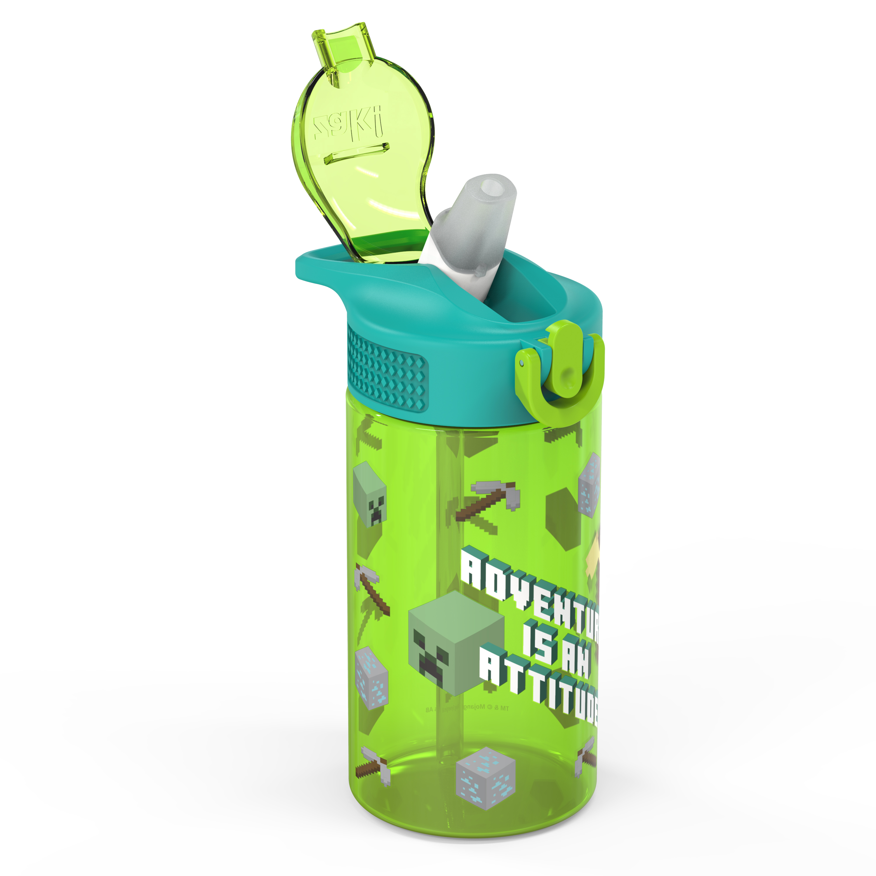 Minecraft 16 ounce Reusable Plastic Water Bottle with Straw, Creeper, 2-piece set slideshow image 2 Minecraft 16 ounce Reusable Plastic Water Bottle with Straw, Creeper, 2-piece set slideshow image 2