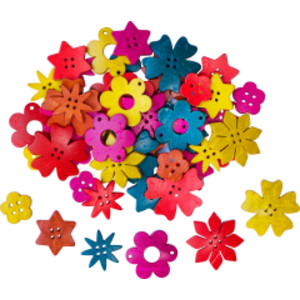 Coconut Shell Flower Loose Parts, 50 Pieces