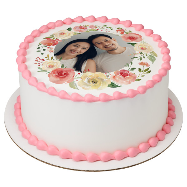 Floral Wreath PhotoCake® Edible Image® Frame
