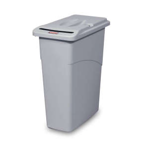 Rubbermaid Commercial, Slim Jim®, Confidential Document, 23 gal, Resin, Gray, Rectangle, Receptacle