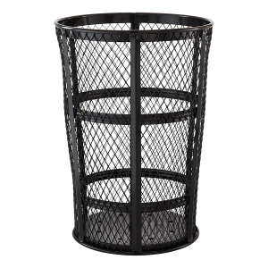 Rubbermaid Commercial, 45 gal, Metal, Black, Round, Receptacle