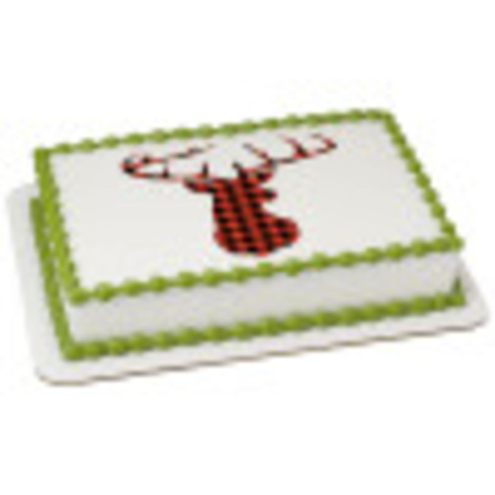 Image Cake Red Check Plaid Deer