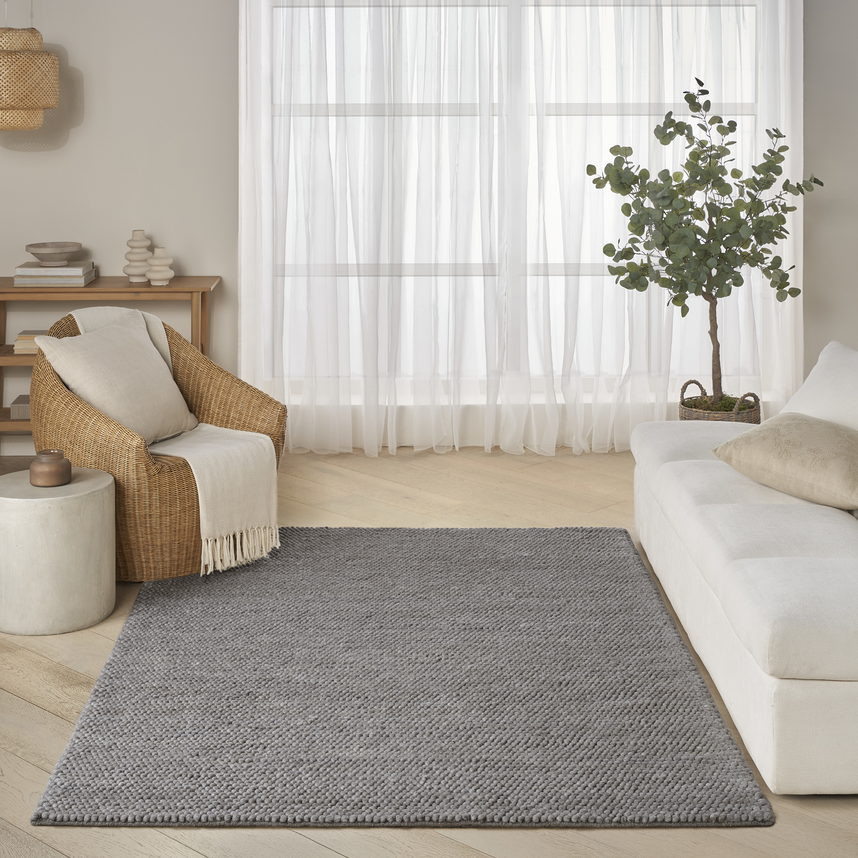 DKNY Pure Knots 5'3" x 7'3" Grey Modern Indoor Rug