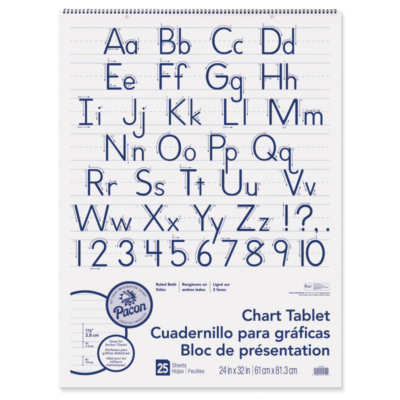 Chart Tablet, Manuscript Cover, 1-1/2" Ruled, 24" x 32", 25 Sheets