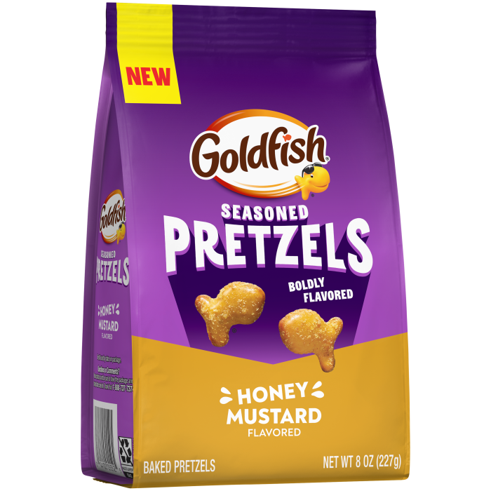 Goldfish® Honey Mustard Seasoned Pretzels, 8 oz, bag - Left Angle Image