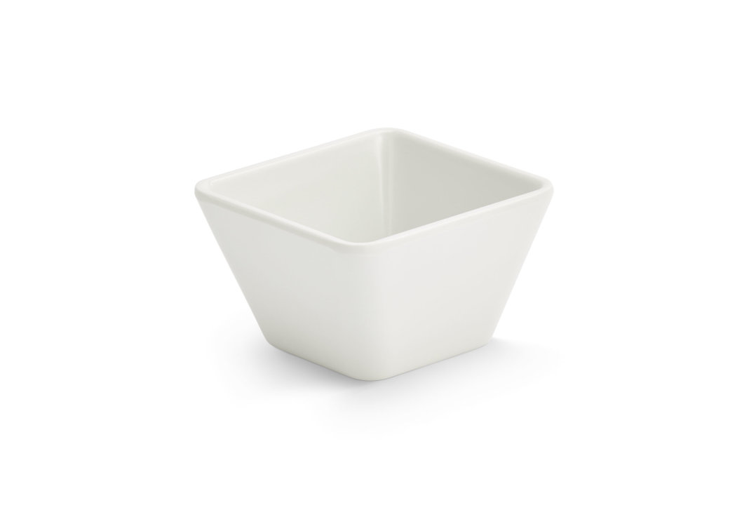 Small square melamine cubic display bowl in white