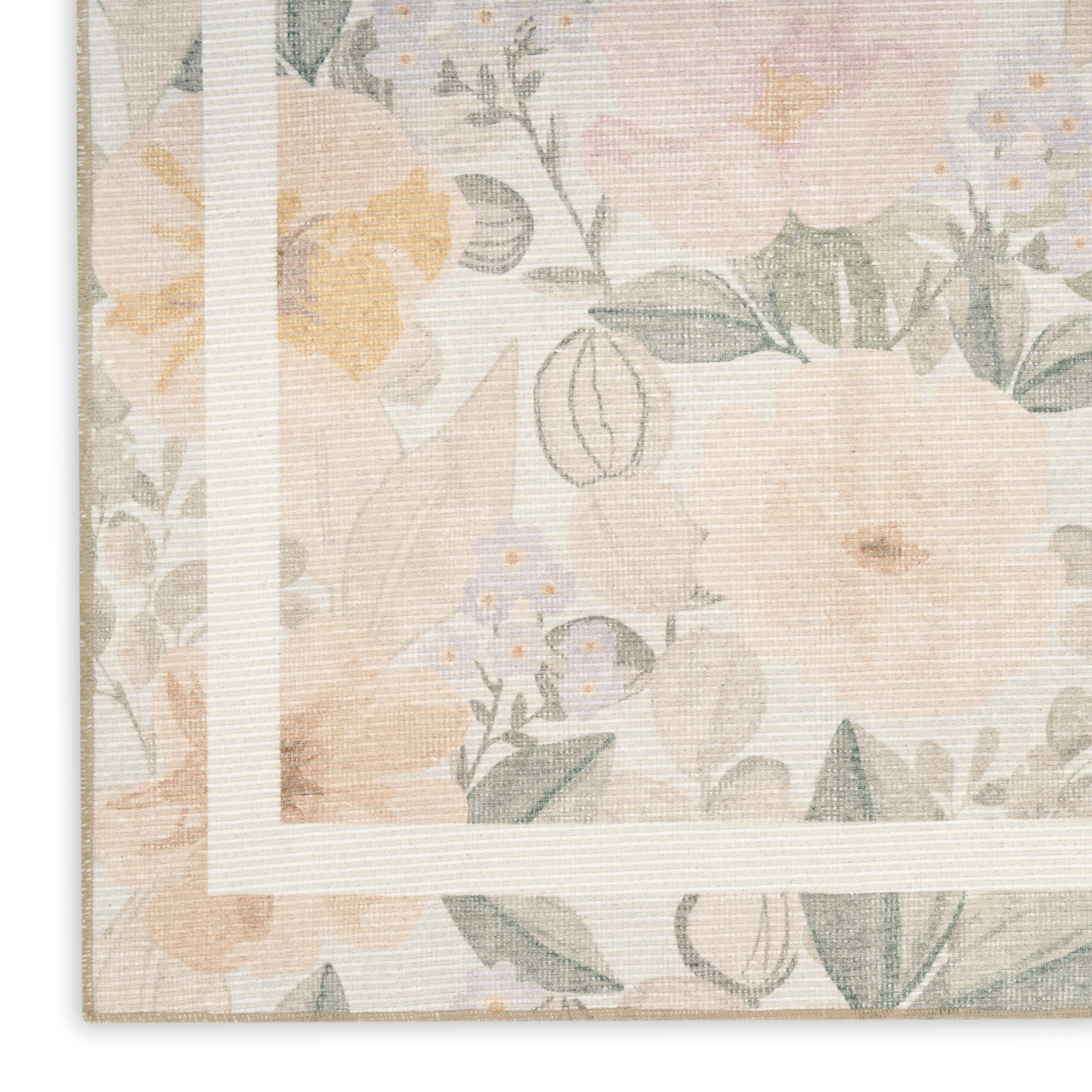 Nourison Botanical Washables 4' x 6' Beige Multicolor Farmhouse Indoor Rug
