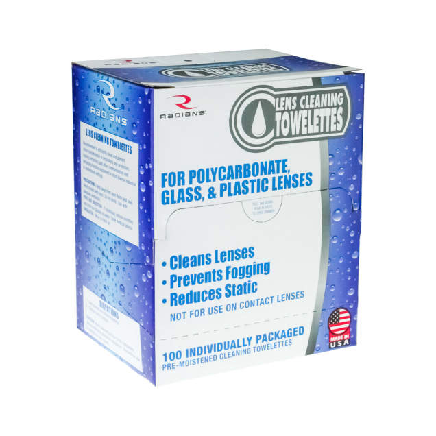 Radians Lens Cleaning Towelettes 100/Box - Cleaning Wipes/Chemicals