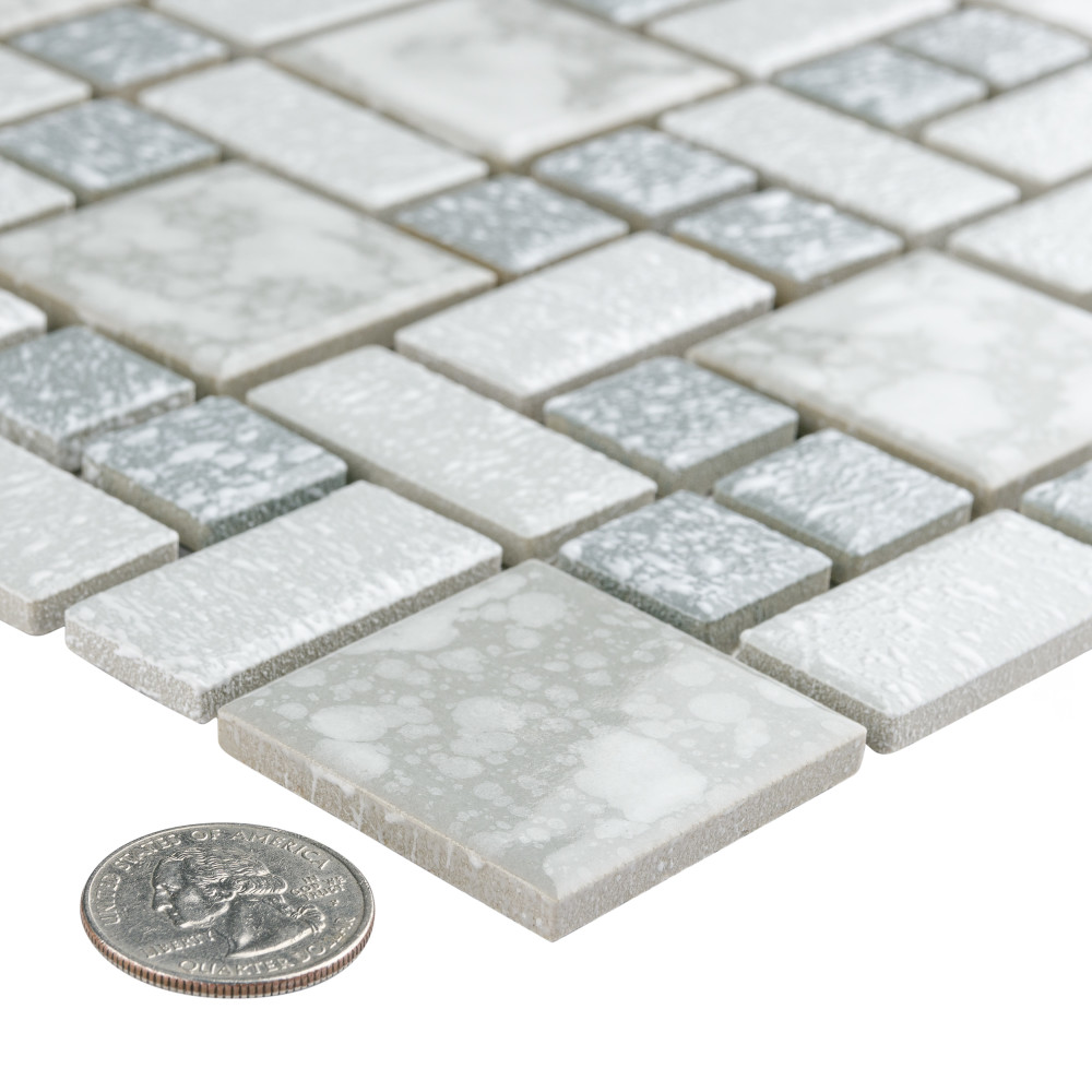University Light Grey 11-3/4 in. x 11-3/4 in. Porcelain Mosaic Tile