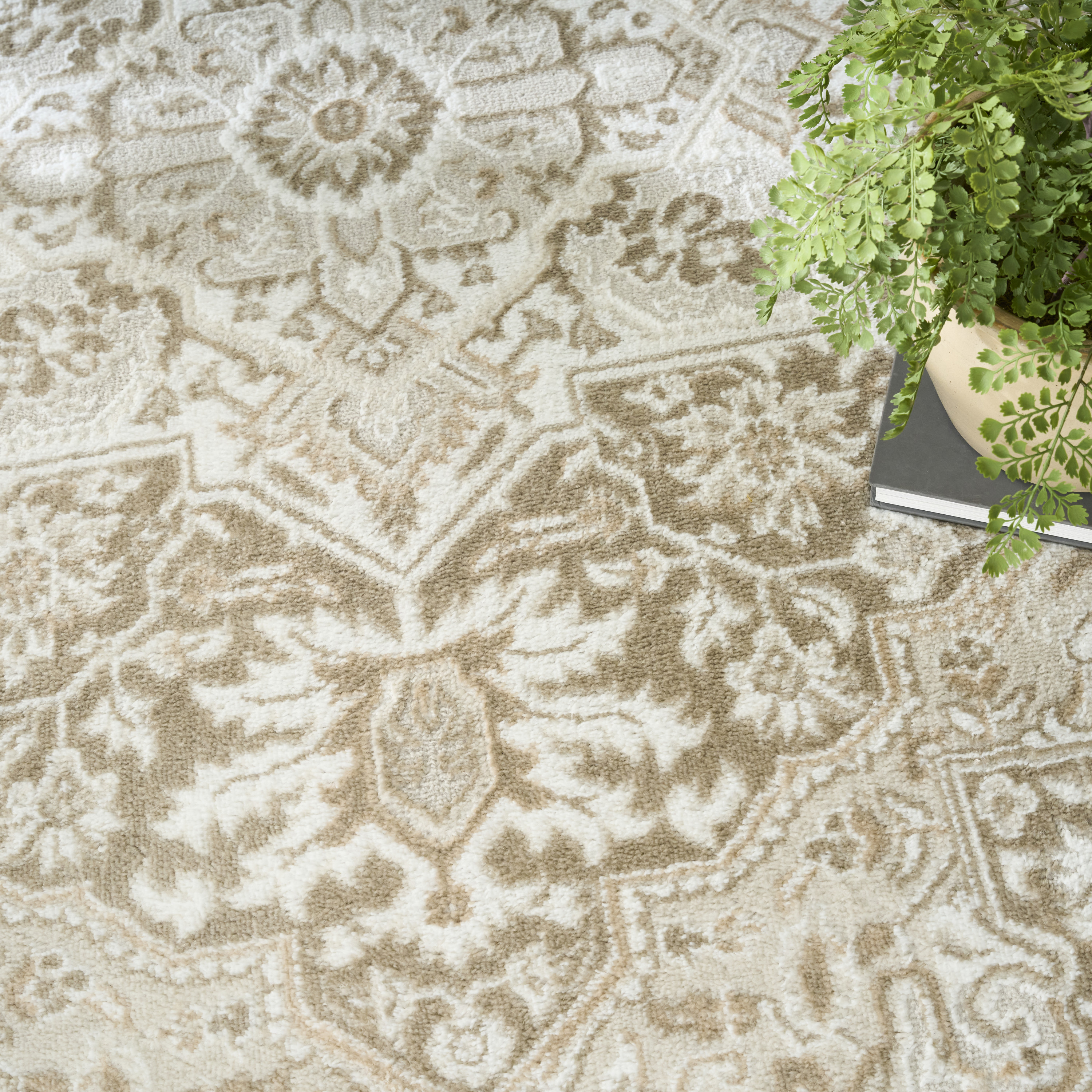 Nourison Dekor 7'10" x 9'10" Taupe Ivory Vintage Indoor Rug