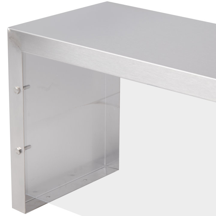 76-inch Servewell® stainless steel single-deck overshelf with cafeteria-style breath guard