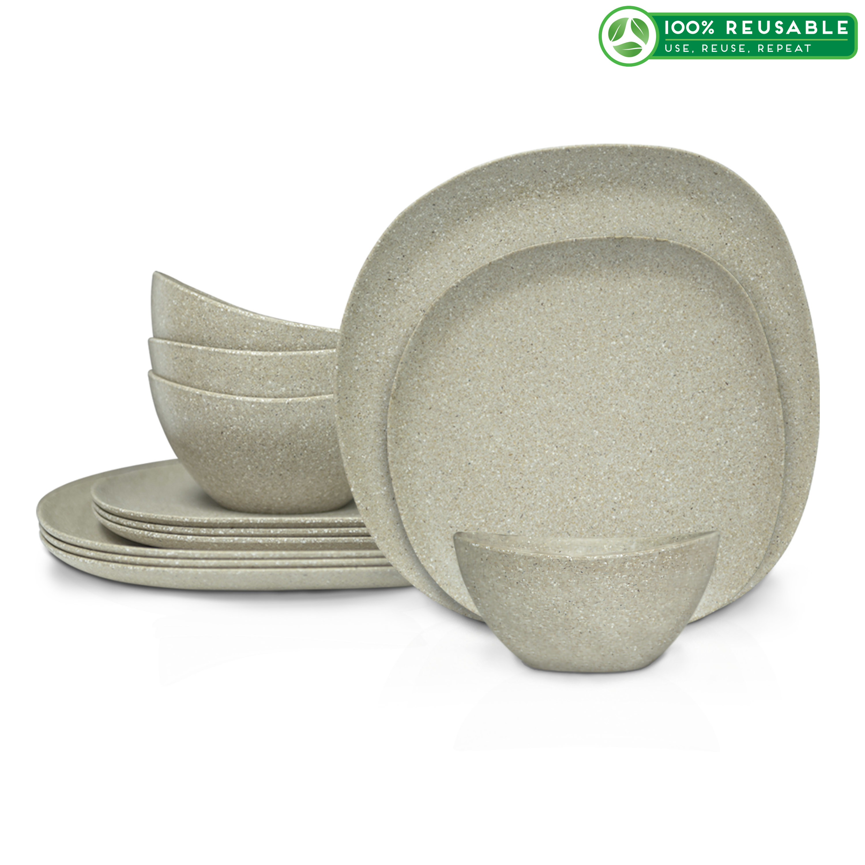 Elements Plate & Bowl Sets, White, 12-piece set image