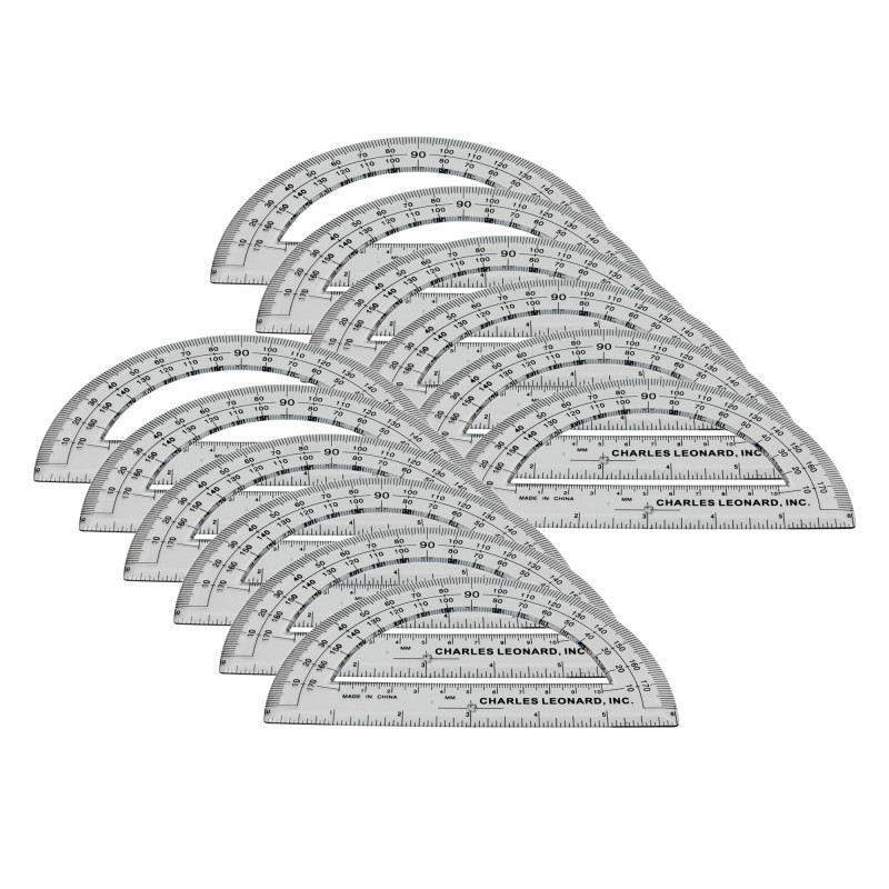 Charles Leonard Protractor Plastic, 6-Inch, Pack of 12 - Knowledge Tree