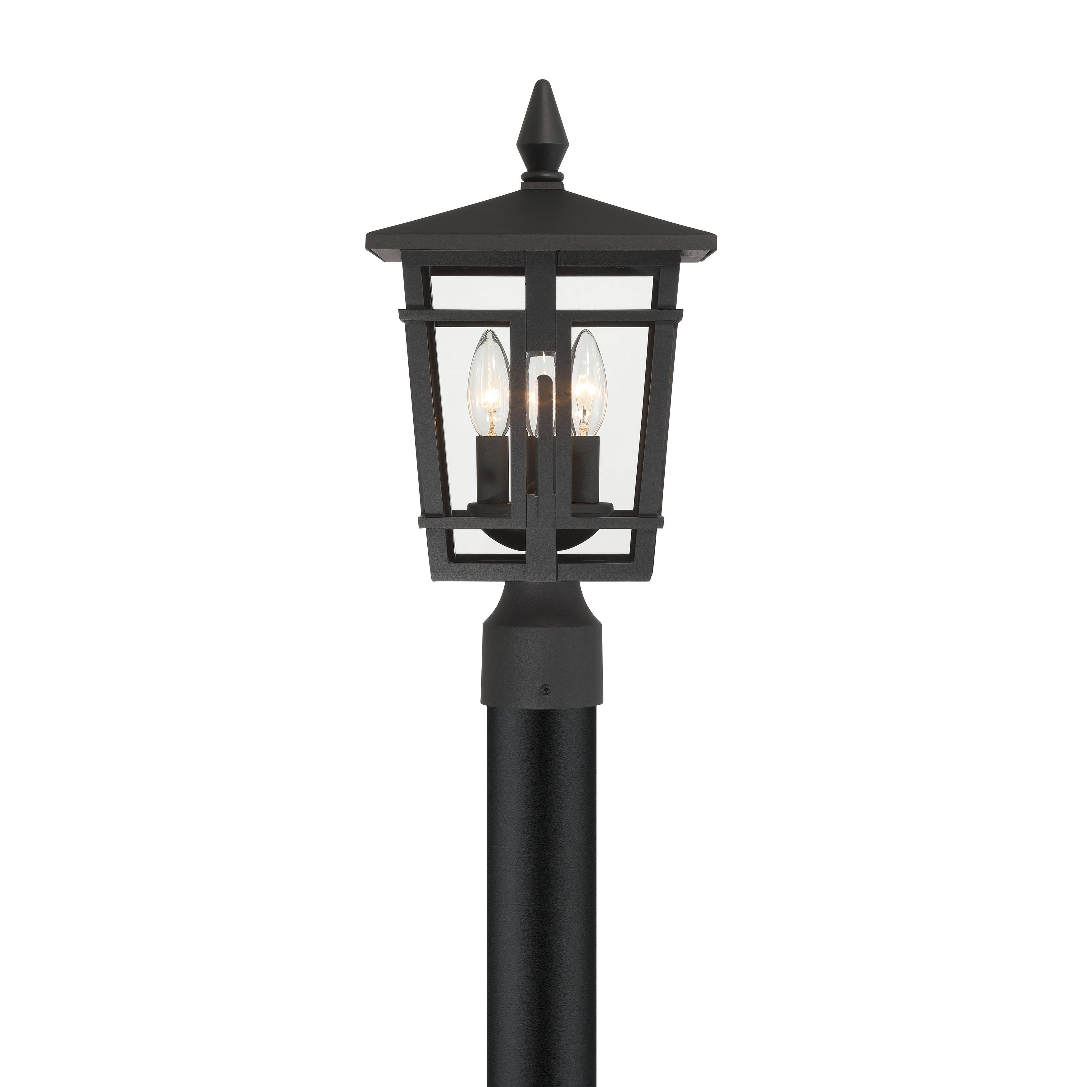 3-Light Outdoor Post Mount - Sand Coal Black with Clear Glass - alternate view