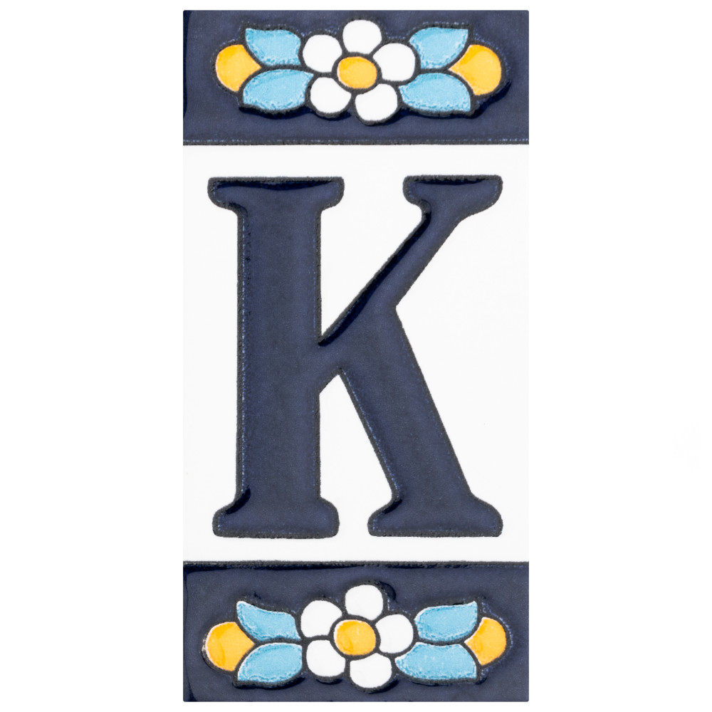 Sevillano Flora Address Letters K 2-1/8 in. x 4-3/8 in. Ceramic Wall Trim