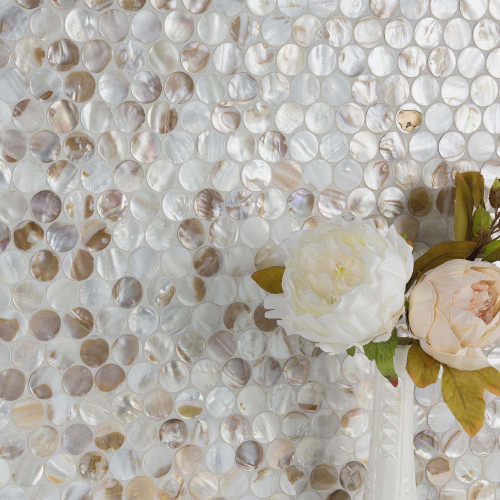 Conchella Penny Natural 11-1/4 in. x 11-5/8 in. Natural Shell Mosaic Tile