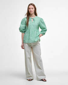 Daison Striped Blouse Kelly Green Stripe