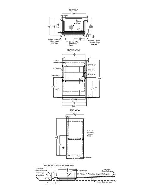 Technical Drawing — Cd Shower Tech Draw Asura Sst 4836 Tr Col 1 0 Lh Rf