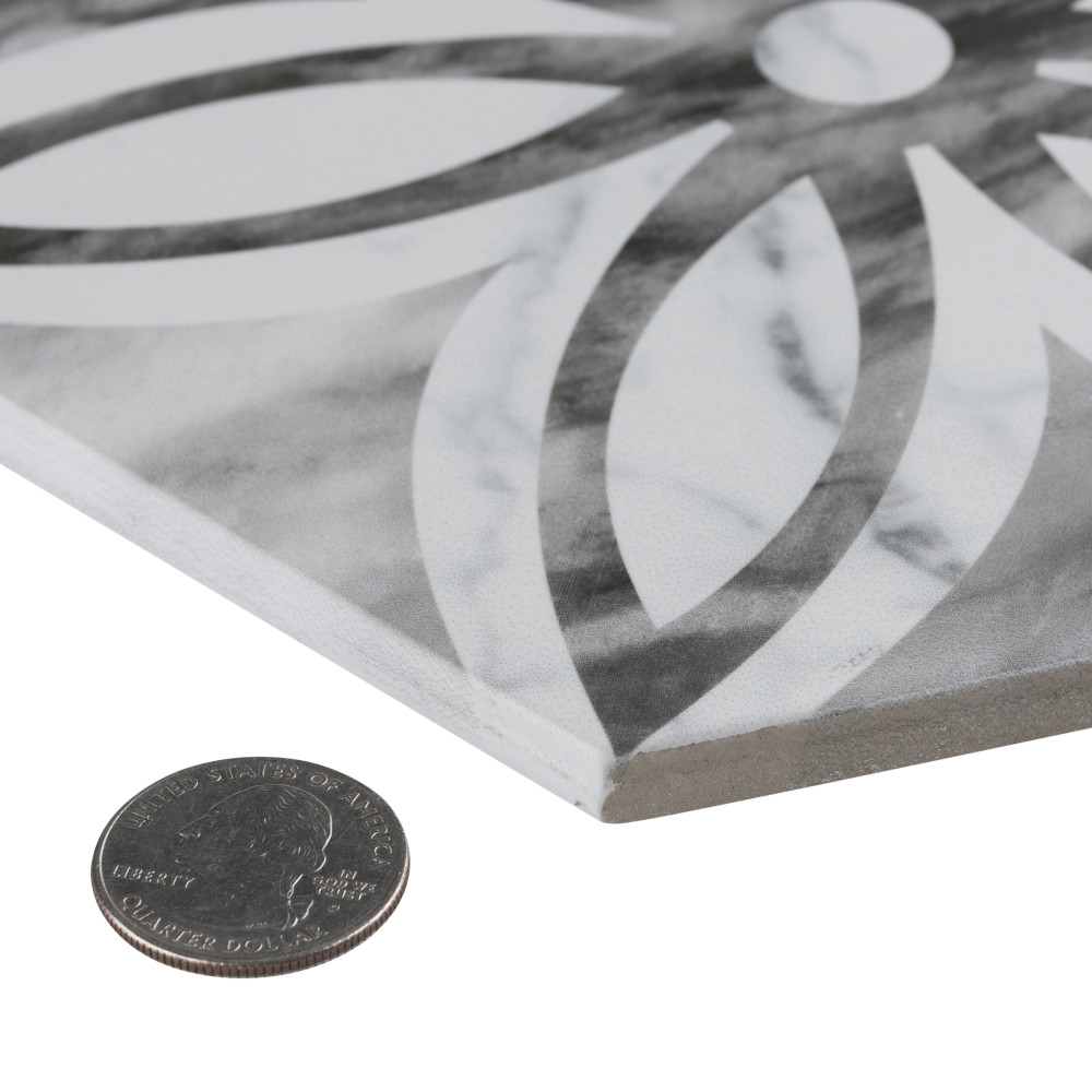 Sample – Classico Bardiglio Hex Lily Porcelain Floor and Wall Tile