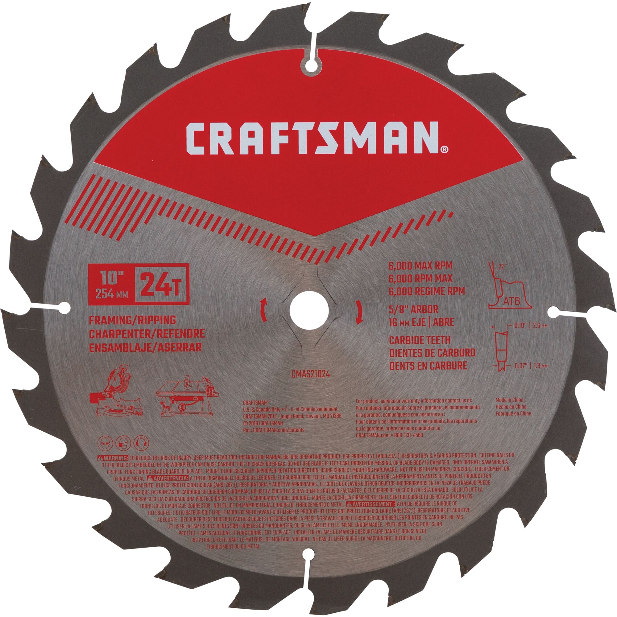 10 inch 24 tooth framing ripping saw blade.
