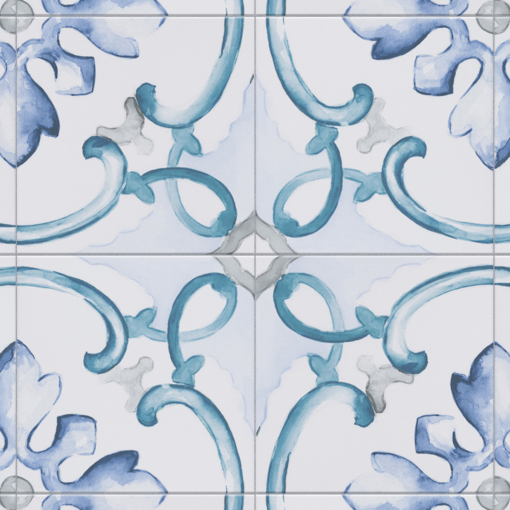 Saint Germain Gele Deco Jules 5.75x5.75 Square Porcelain Floor and Wall Digital Pattern