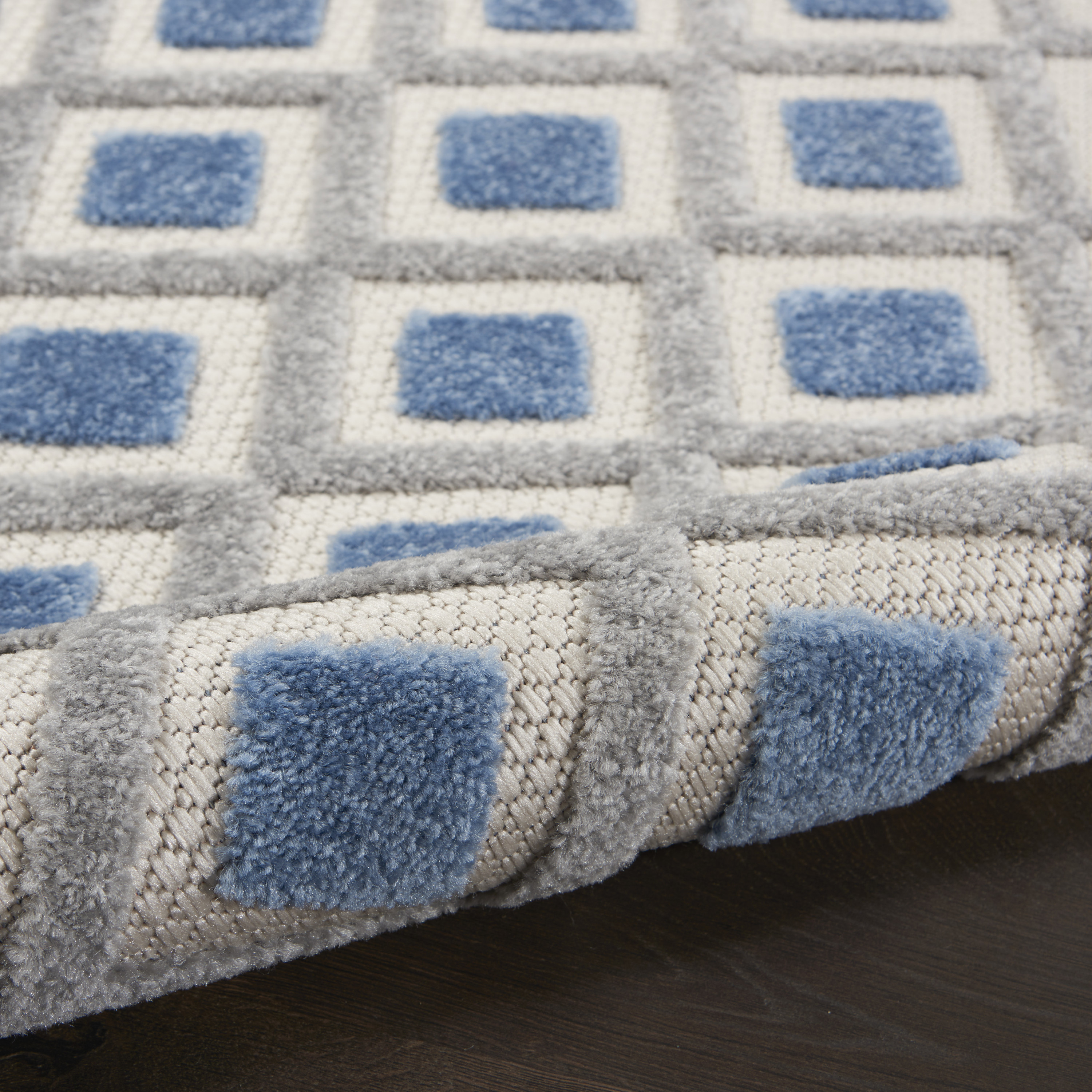 Nourison Aloha 7'10" x Round Blue Grey Modern Rug