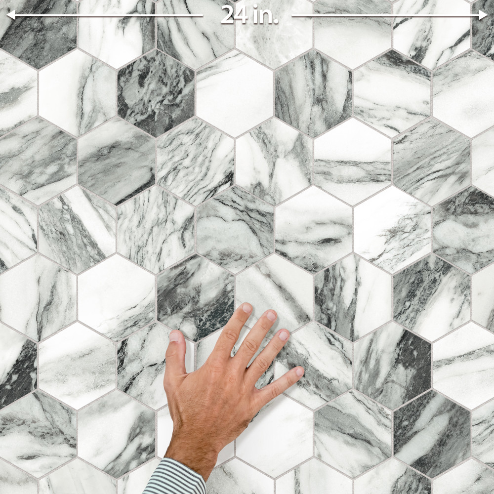 Touche 4″ Hex Zebre 11-3/4 in. x 13-5/8 in. Porcelain Mosaic Tile