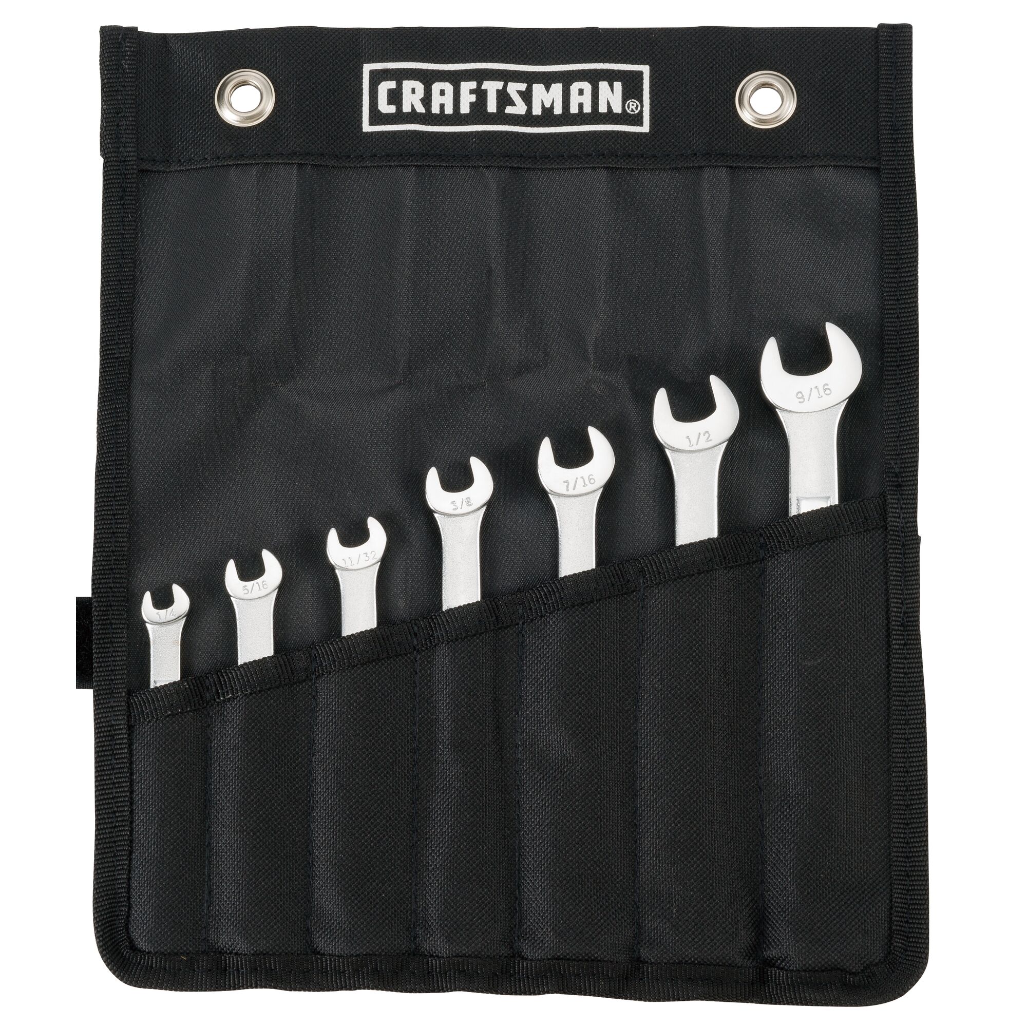 S A E 12 p t 7 piece wrench set in pouch.