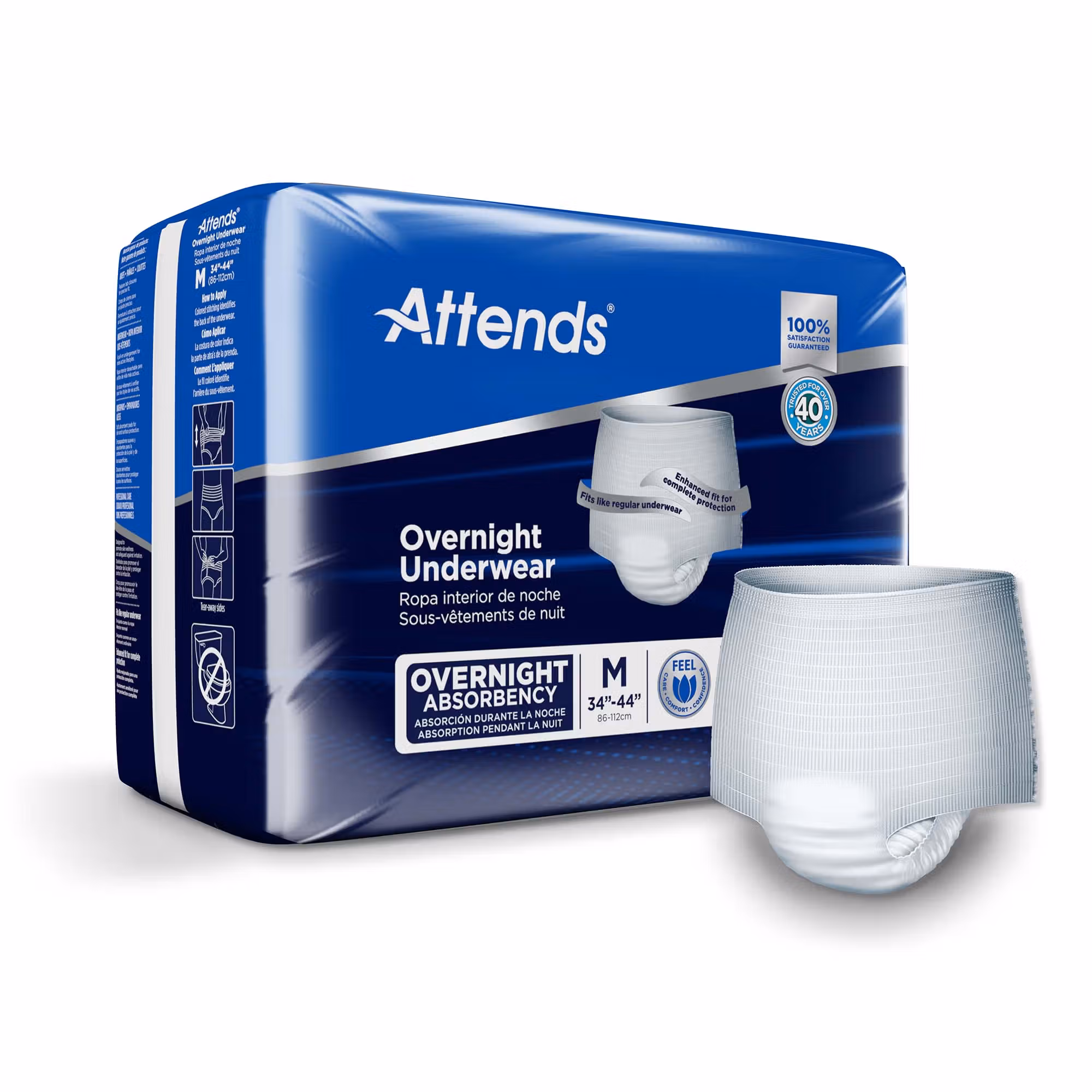 Attends® Overnight Underwear with Extended Wear Protection, Medium