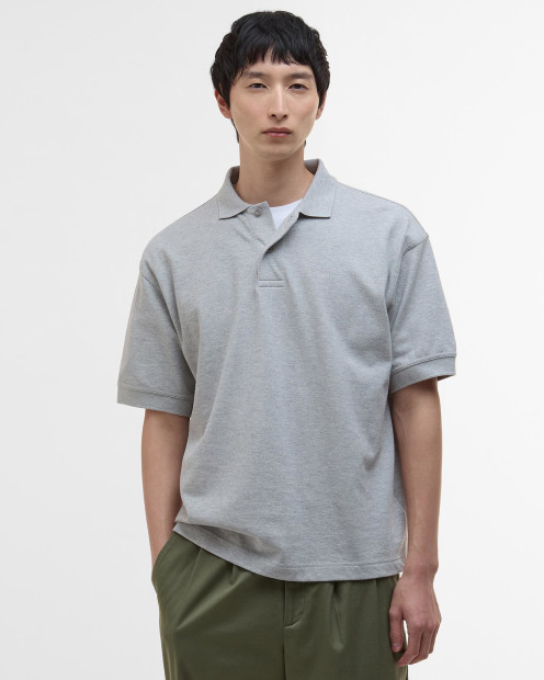 Hexham Oversized Polo Shirt Grey Marl