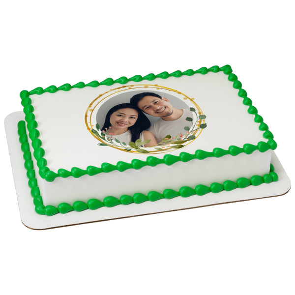 Leaves Circle PhotoCake® Edible Image® Frame