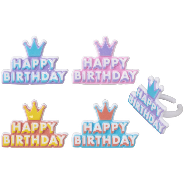 Happy Birthday Crown Cupcake Rings