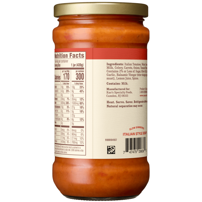 Creamy Tomato Soup, 15.5 oz - Back Image