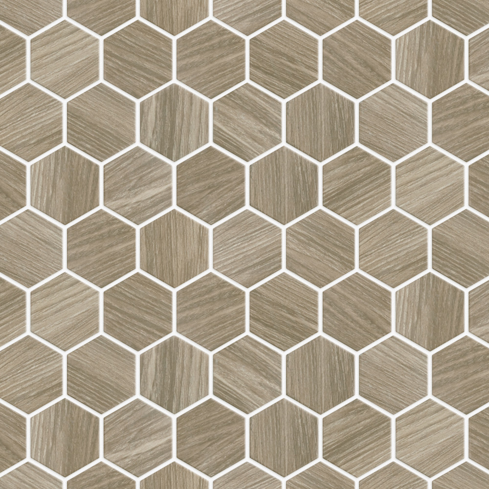 Llama 2″ Hex Matte Noce 11-1/8 in. x 12-5/8 in. Porcelain Mosaic Tile