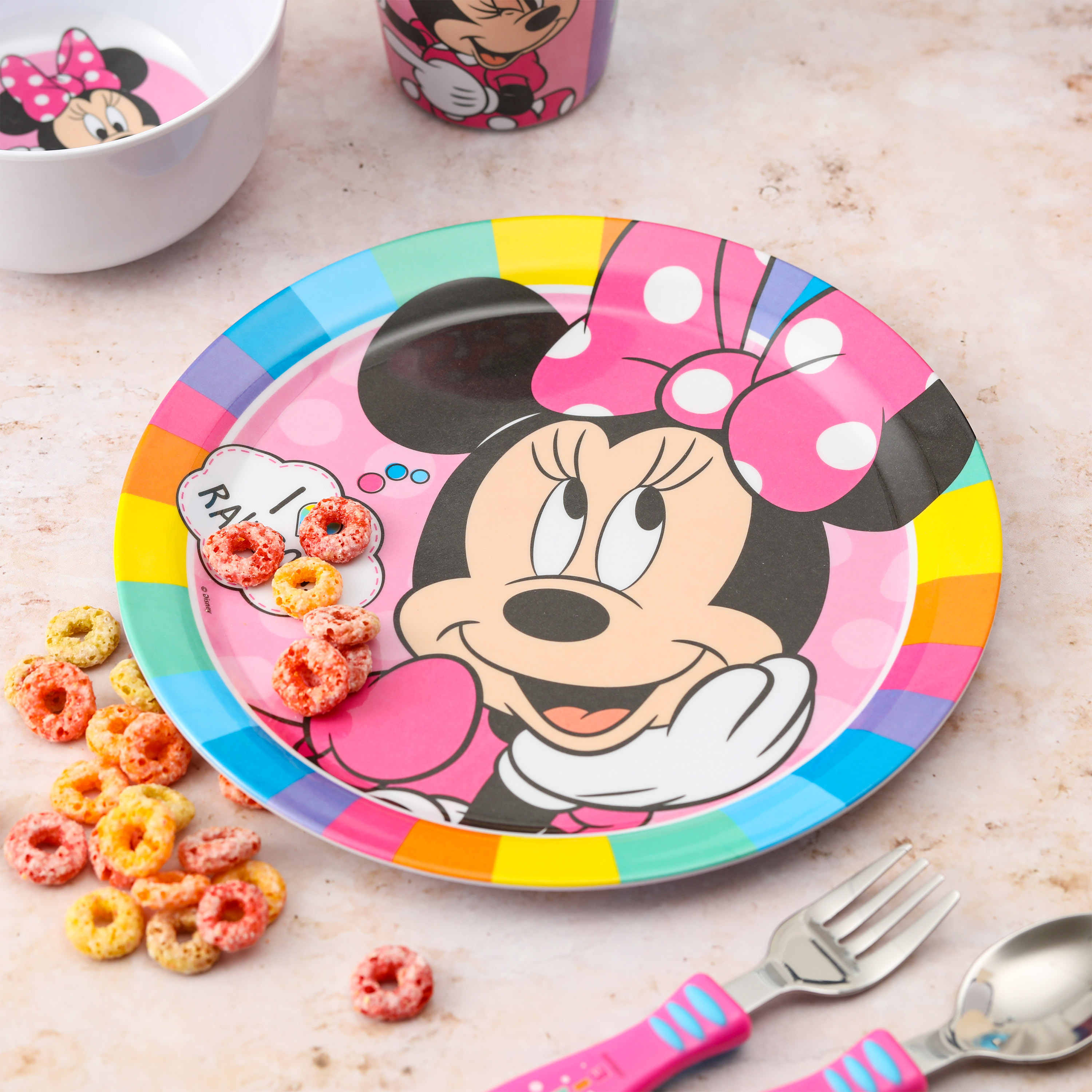 Disney Plate, Bowl, Tumbler, Water Bottle and Flatware Set for Kids, Minnie Mouse, 5-piece set slideshow image 3 Disney Plate, Bowl, Tumbler, Water Bottle and Flatware Set for Kids, Minnie Mouse, 5-piece set slideshow image 3