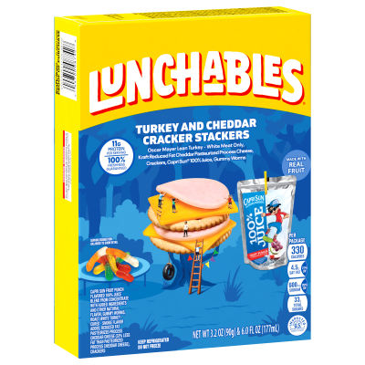 Lunchables Turkey & Cheddar Cheese Cracker Meal Kit, Capri Sun Fruit Punch, Gummy Worms, 9.2 oz Box