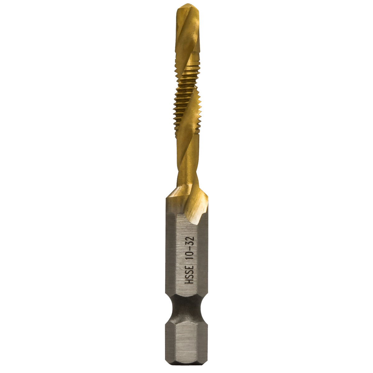 10-32 Split-point tip resists walking and penetrates material faster. Strong, high-speed steel provides superior resistance to heat and abrasion. Titanium Nitride coating ensures that the bits run cooler, drill faster, and last longer. Optimized core for significantly reduced torque on the user and extended tool life. Designed to drill in up to 1/4